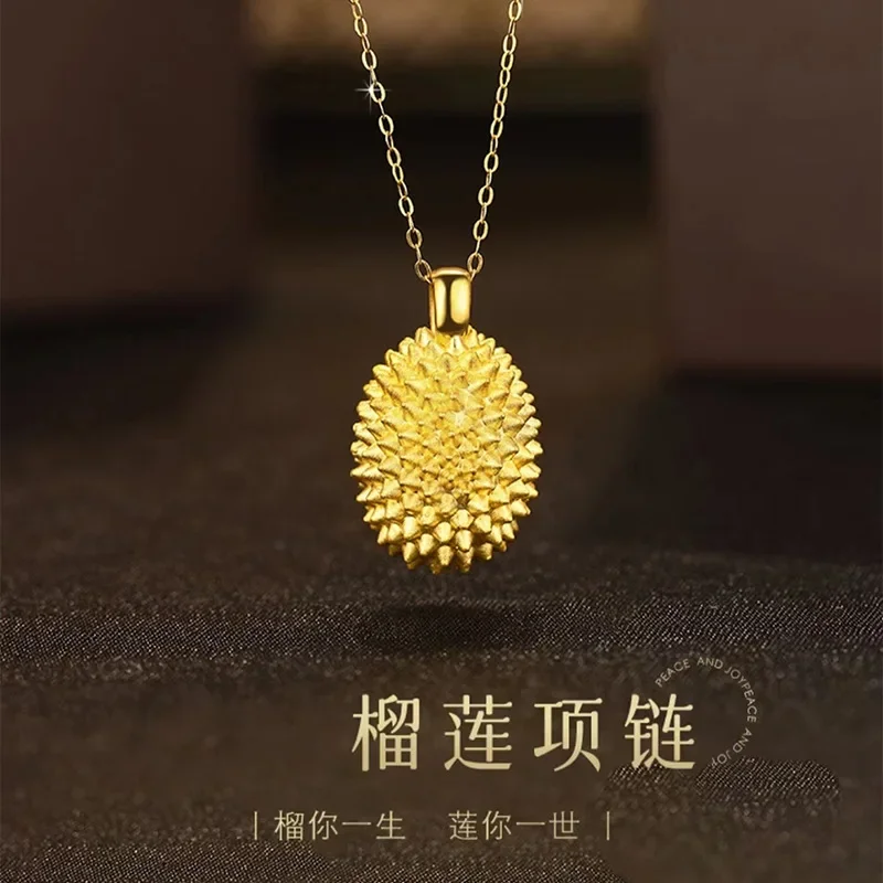 

Durian Necklace Niche Design Stay Your Life Necklace 9999 real gold 24K