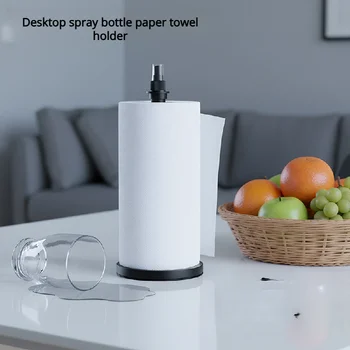 ที่ใส่กระดาษชำระแบบตั้งพื้นพร้อมขวดสเปรย์ ชั้นวางฟิล์มสแตนเลส - ที่ใส่กระดาษเช็ดมือในครัวแบบไม่ต้องเจาะ 1