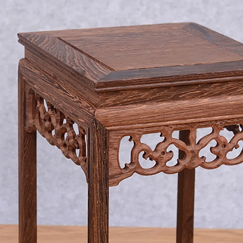 Solid Wood Antique Mini Flower Rack, Simple and Smooth Flower Table, Chicken Wing, Desktop, Chinese Style