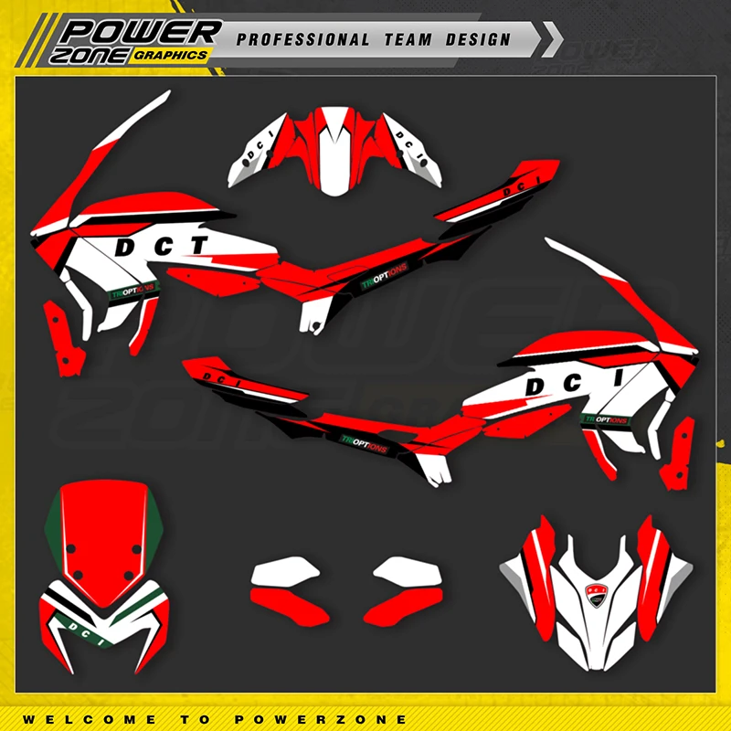 

PowerZone Custom Team Graphics Backgrounds Decals For 3M Stickers Kit For DUCATI 2013-2016 HYPERMOTARD HYPERSTRADA 821 Customize