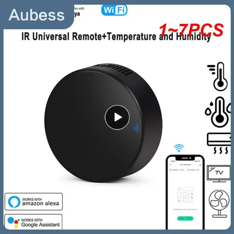 

Умный датчик влажности и температуры Tuya, 1 ~ 7 шт., встроенный Wi-Fi для ИК универсального пульта дистанционного управления, работает с Alexa Yandex Alice
