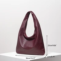 Sac à bandoulière vintage en simili cuir, sac à main pour femme, sac fourre-tout de grande capacité, sac croissant, sac sous les bras à fermeture éclair, sac de banlieue quotidien (motif aléatoire) 6