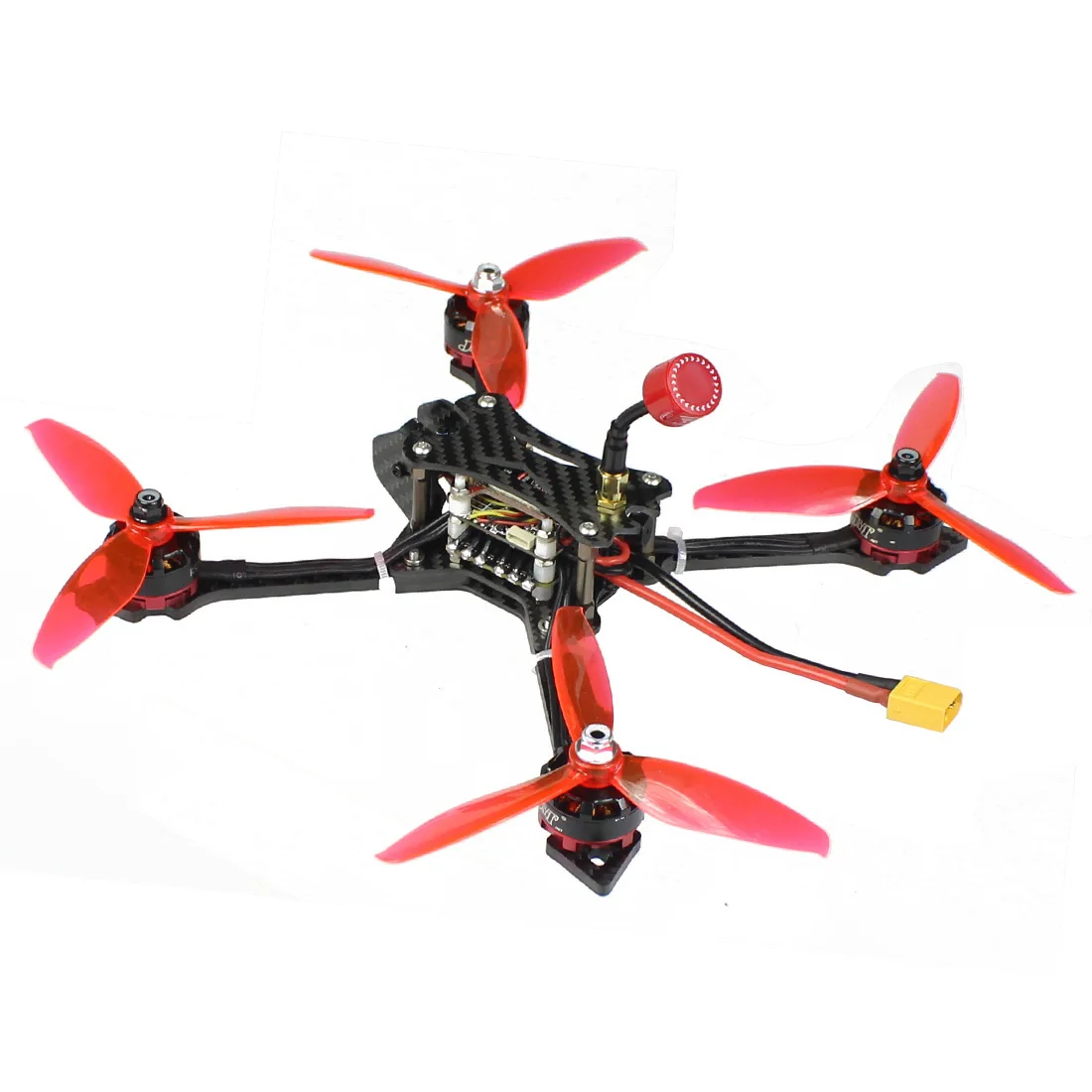 Drone FPV Course Professionnel RTF en vol, caméra FPV 5.8G fixée à l'avant.