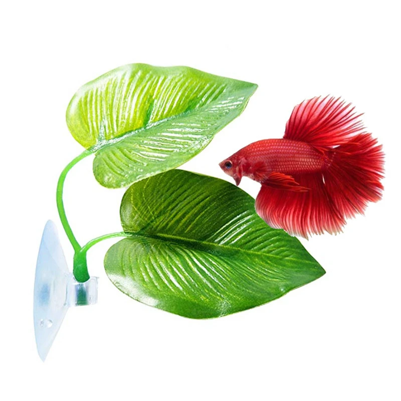 Betta Fish Rest Aquarium Leaf Plants Decoration Spawning Ornamental Plant Betta Fish Play Relax Artificial Hide Leaf Hammock