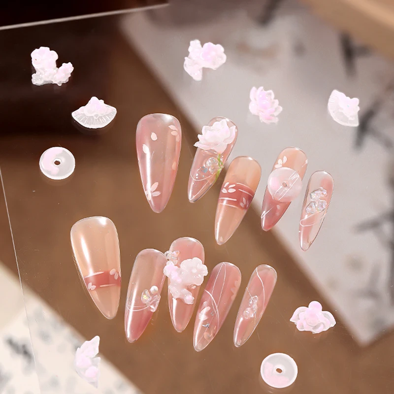 40/50Pcs Ancient Chinese Style Nail Charms Painting Style Vignet Gradient Effect DIY Nail Art Accessories 3D Decoration Manicure 5