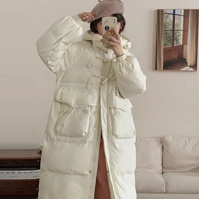 

Женская зимняя длинная куртка-бомбер, Базовая куртка, Женское пальто, свободная парка, женская верхняя одежда, зимняя одежда в Корейском стиле Харадзюку