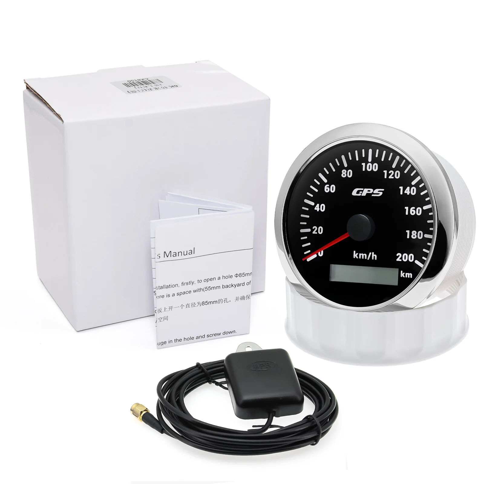 30KHM 60KMH 80KMH 120KMH 200KMH GPS Speedometer Gauge with Antenna 85mm Speed Odometer for Auto Car Boat Yacht RV 12V 24V Custom speed meter speed gauges