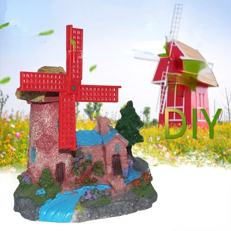

Каменная мельница для аквариума, вращающаяся декоративная модель, колесо для аквариума, ландшафтный дизайн