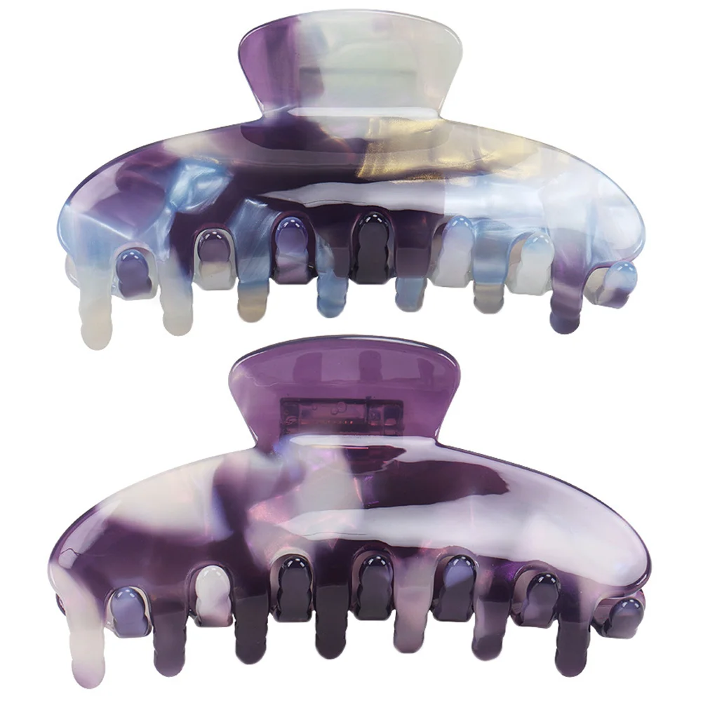 2 Pcs Hair Pin Barrettes Claw Clips Medium for Thick Women Hairpin Plastic Accessories Purple Decorative Large new style thickened garbage bags household hand held vest kitchen special medium office commercial plastic bags