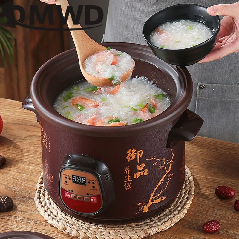 DMWD Smart Slow Cooker Household Steam Stew Multifunction BirdsNest Pregnant Tonic Baby Supplement Nutritious Purple Sand Liner 4