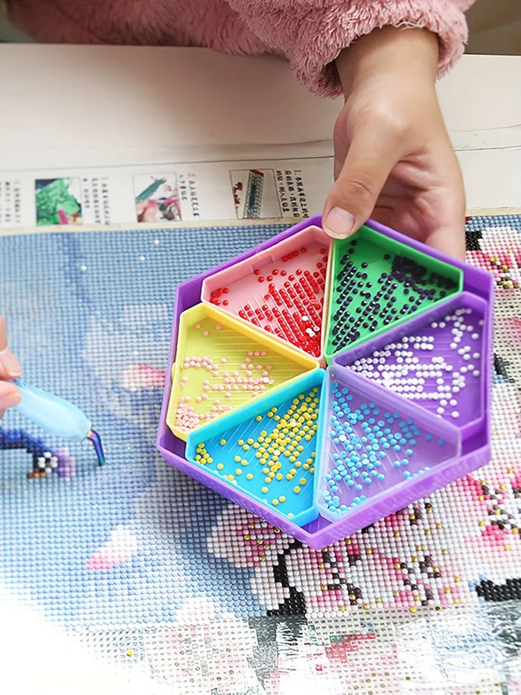 Description Picture 3 of item1pc Hexagon Palette Diamond Painting Accessory Tray Kits Large Capacity Plate Tool Pen Nail Art Beading Plates Cross Stitch
