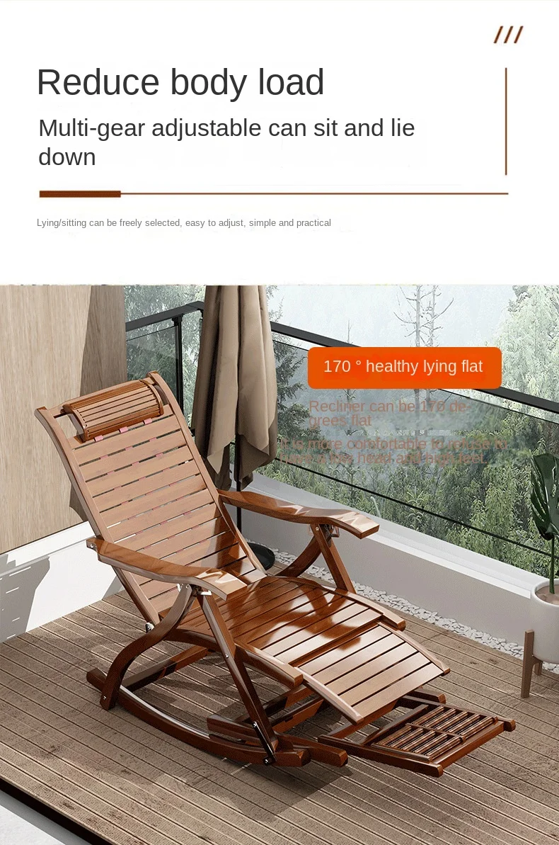 Description Picture 5 of itemFolding Rocking Chair Lazy Lunch Break Balcony Lazy Leisure Nap Bamboo Easy Chair For Home Use Sillon Plegable Katlanabilir