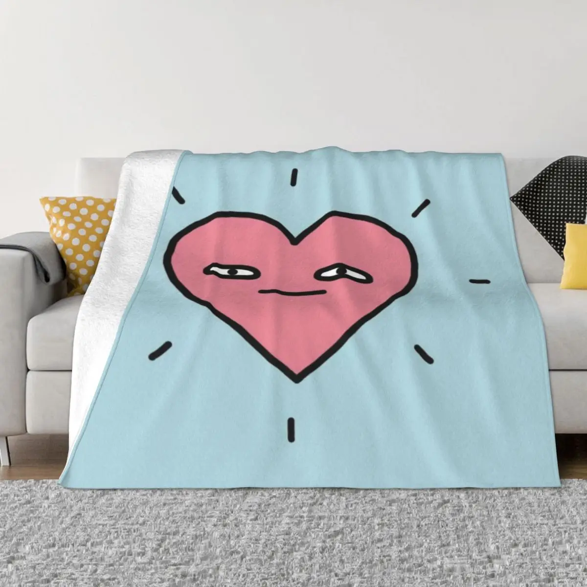 

Moderately Happy Heart Soft Micro Fleece Blanket Cute Warm For Bedroom AntiPilling