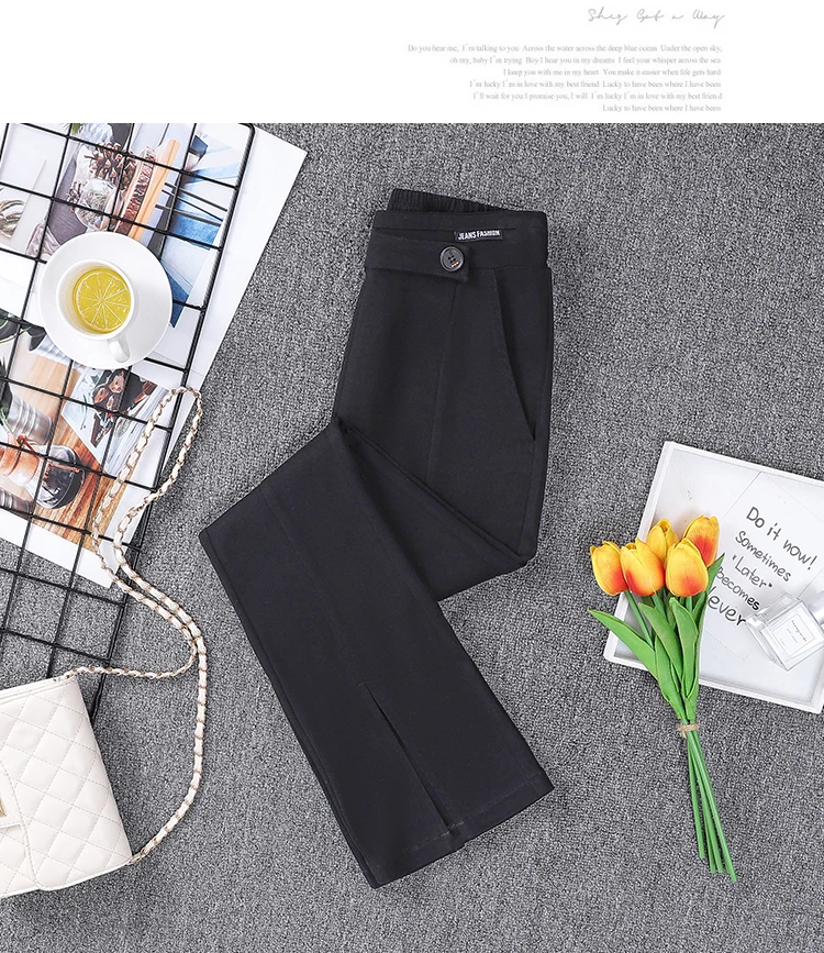 Monbeeph Flare Pants Women Front Split High Waisted Ladies Trousers 2022 Spring Summer Fashion Black Suit Trousers Hot low rise jeans