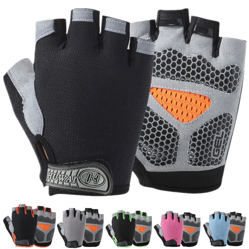 Gym Fitness Riding Gloves Fingerless Breathable Anti-Slip Women Men Half Finger Summer Fishing Cycling MTB Bicycle Bike Gloves