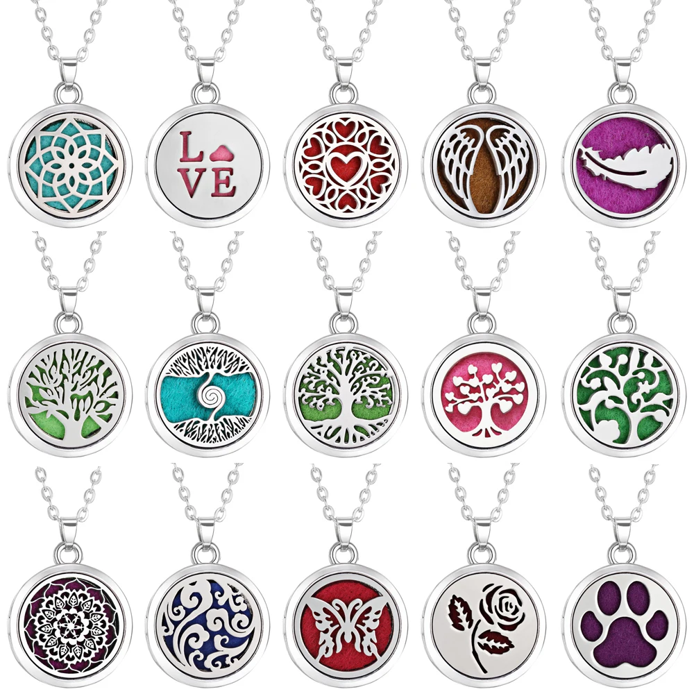 Stainless Steel Tree of Life Aromatherapy Necklace with Perfume Locket Pendant - Women's Jewelry Gift
