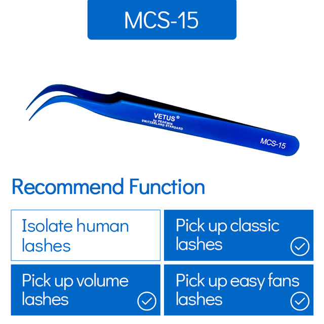 Vetus MCS All size single pack tweezers for eyelash extensions
