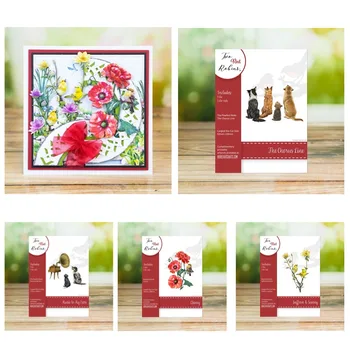 ScrapbookingClancy Sunny Flower Musica per le mie orecchie Cane Metallo Fustelle Francobolli in silicone Stencil Album fotografico Carta Carta fai da te