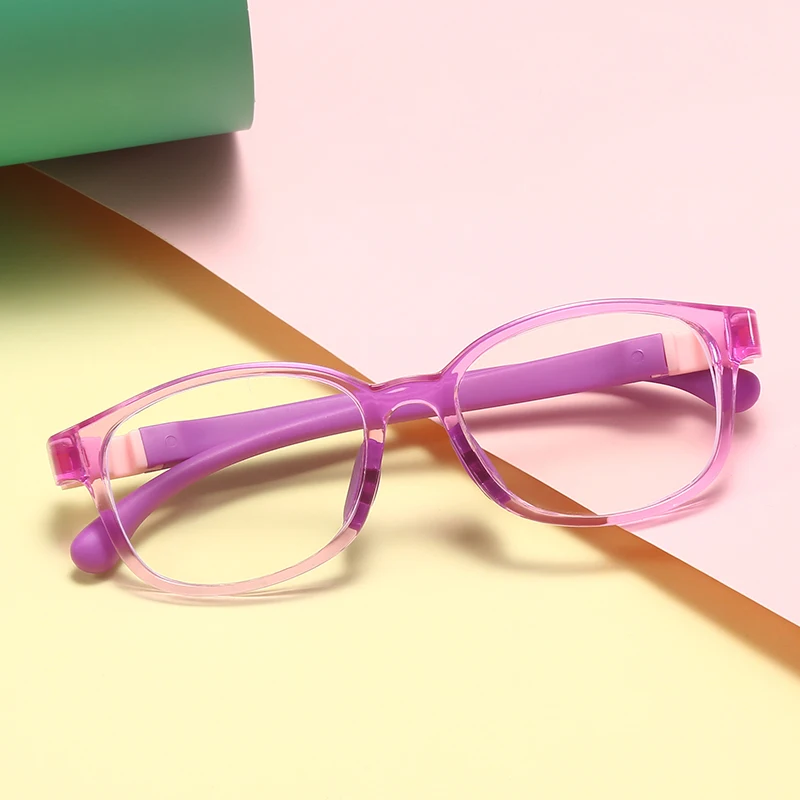 Anti Blue Light Kids Glasses Square Children Boy Girls Computer Transparent Blocking Reflective Eyeglasses Silicone Soft Frame