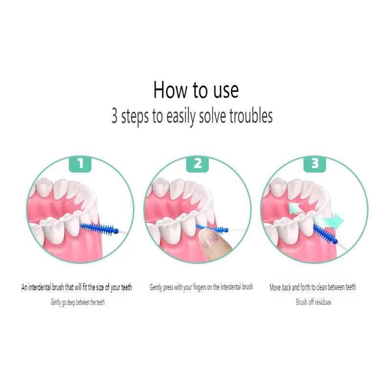 Interdental brushes 200 Pcs/box silicone super soft dental cleaning