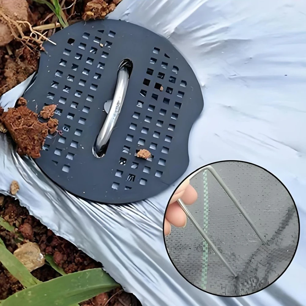 Description Picture 3 of item10/100pcs Garden Fixing Ground Cloth Pads Plastic Gaskets Lawn Film Pegs Buffer Washers Anchoring Landscaping Ground Covering