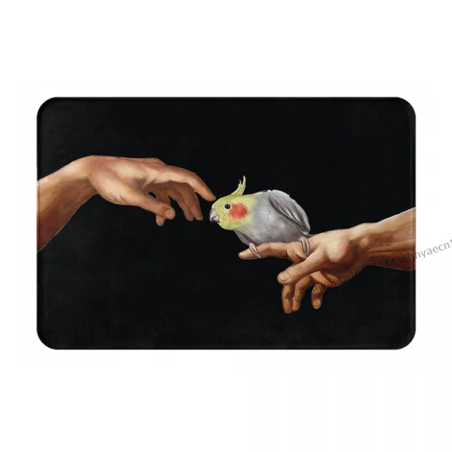 Állati Papagájok Cockatiel Doodle Nem Csúszás Nélküli Ajtó Érhetőség Michelangelo Madárfürdő Konyhai Szőnyeg Üdvözlő Beltéri Dekoráció - Image 2