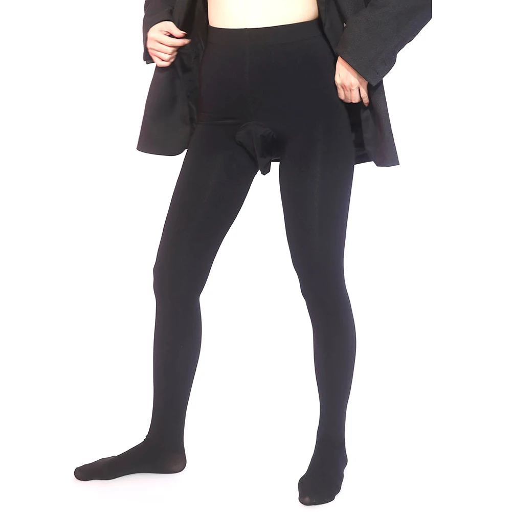 SexyMenPantyhoseWarmFleeceFootedStockingsTightsSilkyShaping