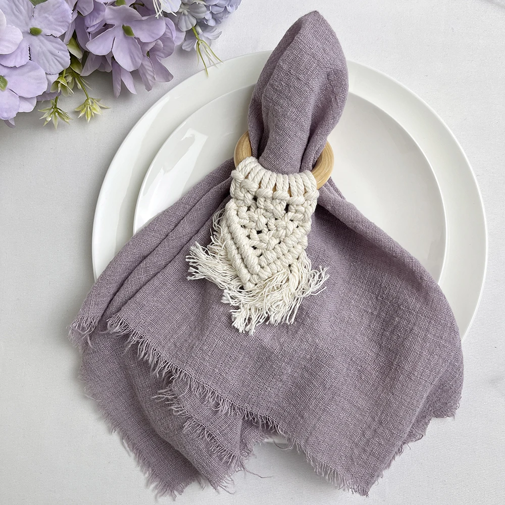 Cotton Napkins 4PCS 42x42cm Cotton Gauze Wedding Napkins Retro Table Decor