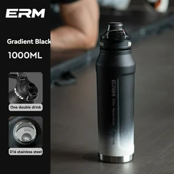 Insulated Stainless Steel Sports Water Bottle - Double Wall Tumbler with Handle - 0.7 - 1.5L (GRADIENT - 1000ML)