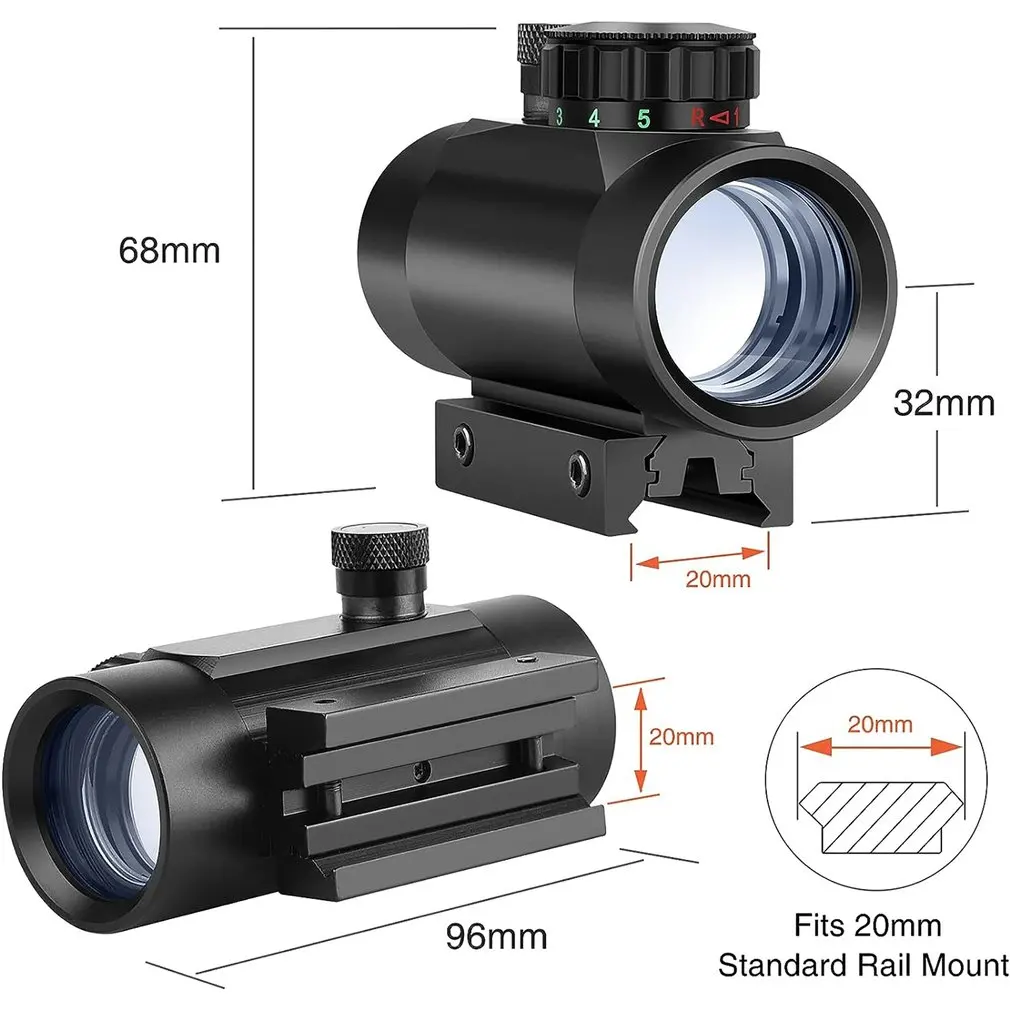 1x40 Hunting Reflex Red Green Dot Sight Adjustable Brightness Reflex Sights Tactica Riflescope Mount Rails Hunting Accessory red dot sight riflescope mount