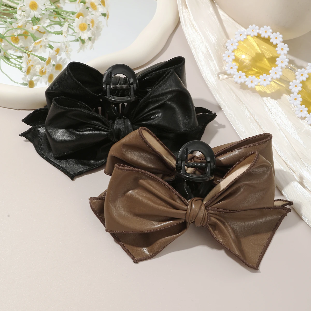 1pc Elegant Women Bow Hair Claw Clips Double-sided Bowknot Hairpins Autumn Winter Fashion Head Wears Barrettes Hair Accessories