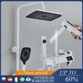 ดิจิตอลจอแสดงผลชุดระบบฝักบัว LCD ร้อนและเย็นห้องน้ำชุดก๊อกน้ำระบบ4ทิศทางห้องน้ำฝักบัวน้ำฝนแตะ 1