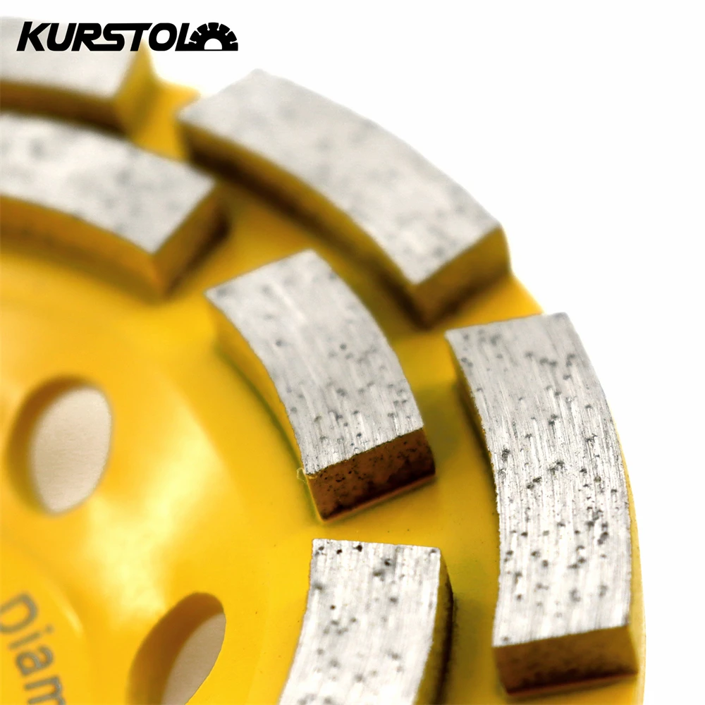 KURSTOL Diamond Double Row Grinding Cup Wheel 1pc 100mm Grinding Disc Polishing Concrete Masonry Granite Marble Abrasive Disc