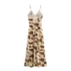HH TRAF Woman Slim Evening Sling Dress 2025 Summer Women Printed Midi Dresses Back Zipper V-Neck Sleeveless Backless Dresses 2