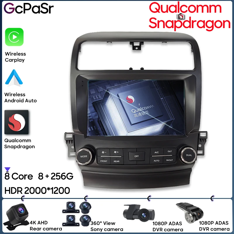 

Qualcomm Carplay For Honda Accord Acura TSX 2004 - 2008 Navigation GPS Android Auto Car Stereo Head Radio 5G BT Wifi No 2din DVD