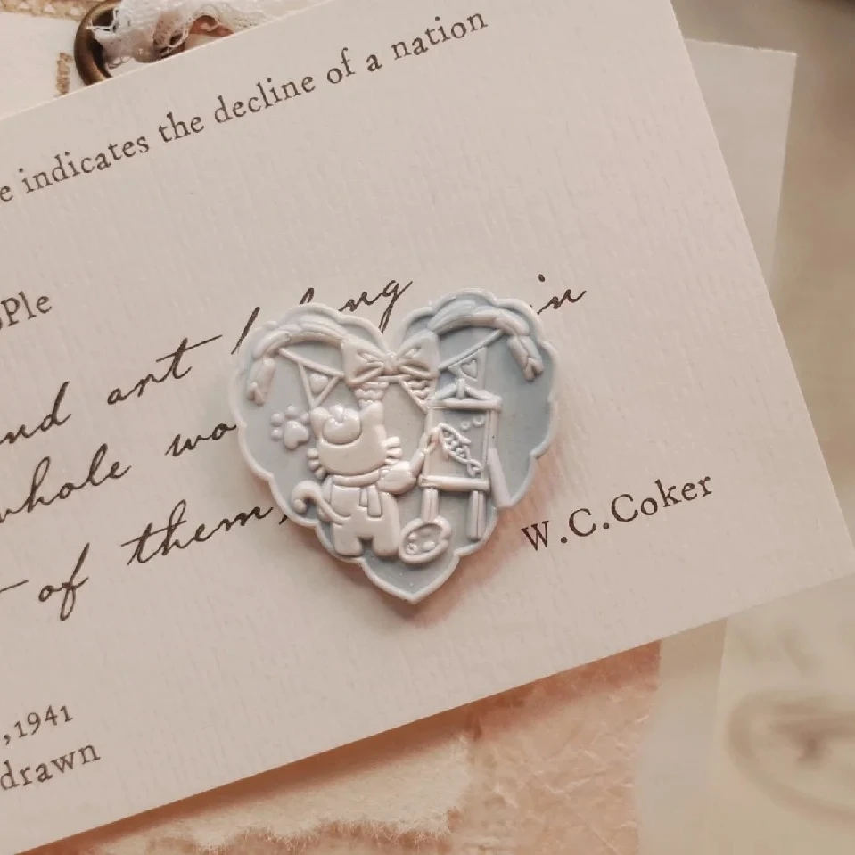 Fire seal cute bear afternoon tea series seal head special embossed brass head DIY envelope invitation stamp toy