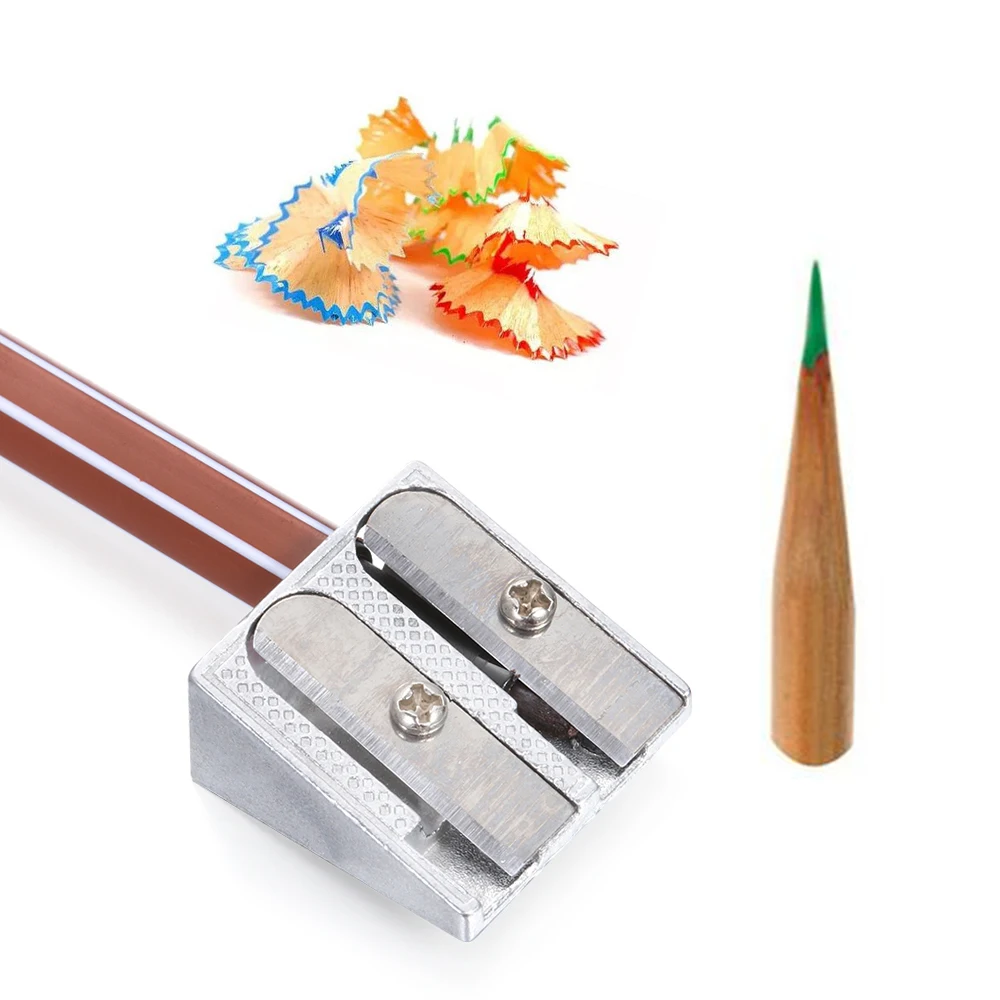 Metal Bevelled Double Hole Pencil Sharpener Stainless Steel Blade Efficient Labour-saving Sharpeners School Office Stationery pencil sharpener