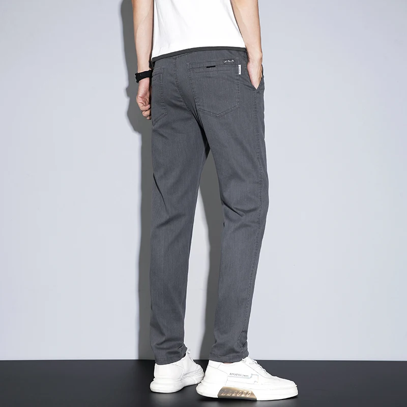 Spring Summer Man Casual Pants Thin Slim Elasticity