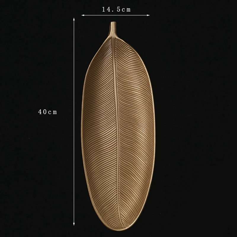 Nordic Decorative Tray Gold Leaves Shape Serving Tray Jewelry Pallet Fruit Snack Dish Table Storage Organizer (Small) 3