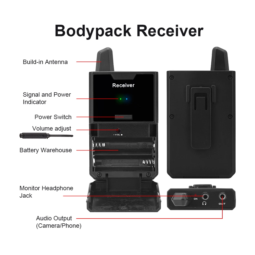 EYK UHF 무선 마이크 시스템, 금속 핸드 헬드 마이크 옷깃 마이크 50 미터 범위 카메라 캠코더 전화 DSLR 인터뷰