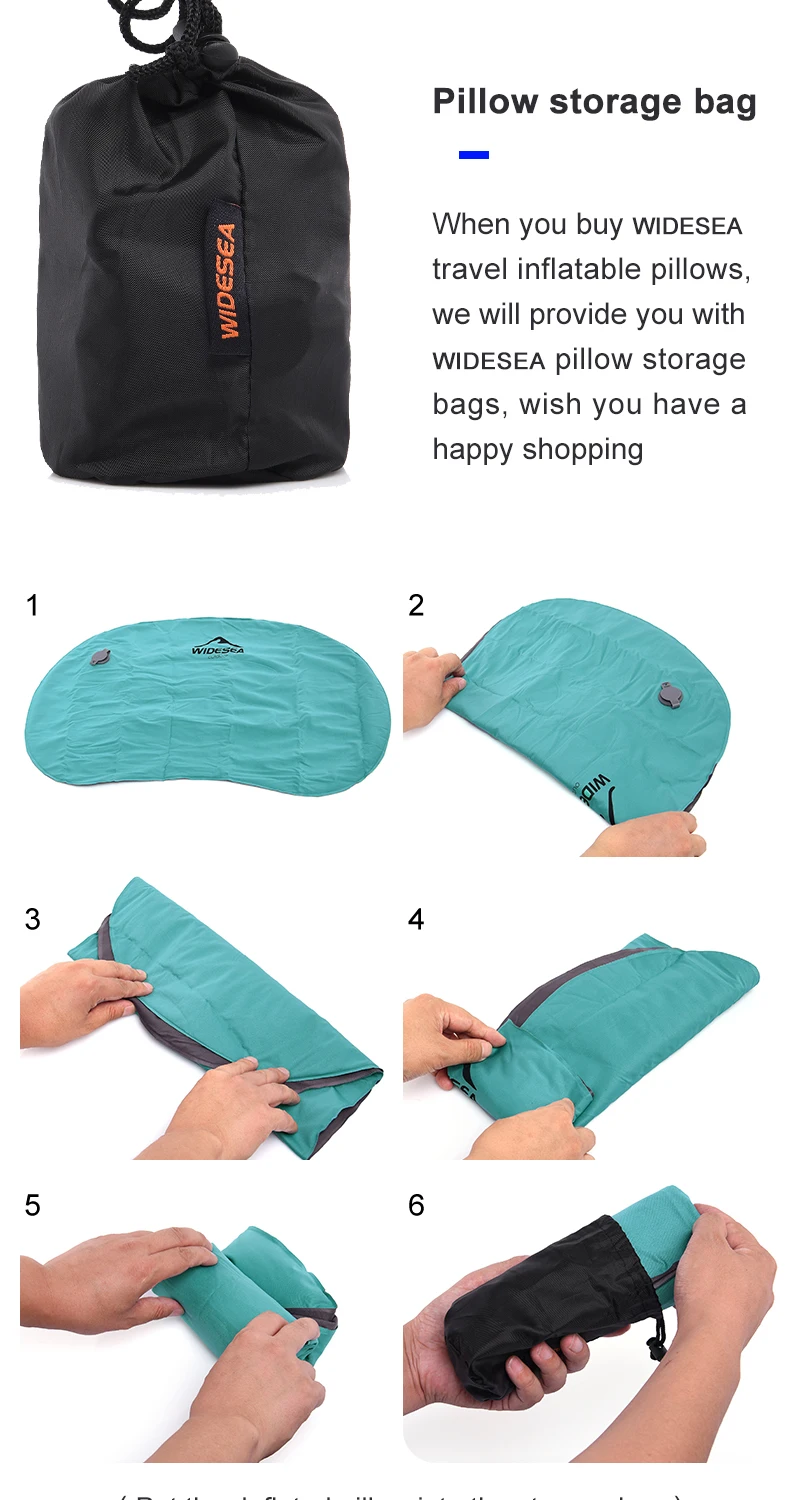 Description Picture 5 of itemWidesea Portable Inflatable Pillow Camping Equipment Compressible Folding Air Cushion Outdoor Protective Tourism Sleeping Gear