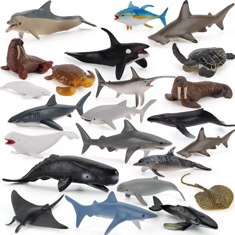 12 Hand-painted Dinosaur Marine Animal Science and Education Model Toys for CHILDREN'S Teaching Aids Recognition Knowledge Objec