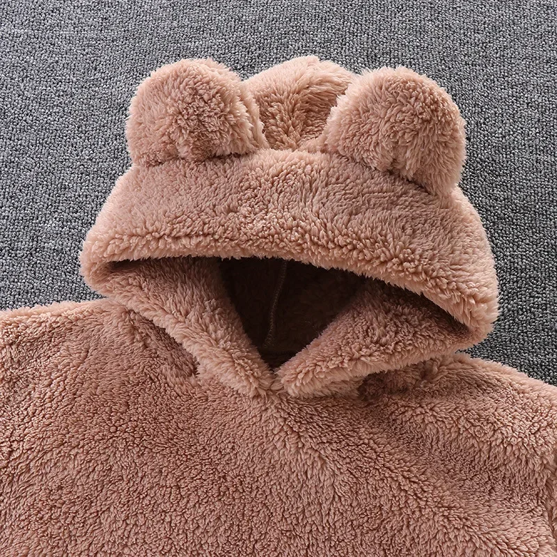 2Piece Autumn Winter Kids Clothes Girl Boys Outfit Sets Fleece Warm Cute Hooded Tops + Pants Baby Luxury Boutique Clothing