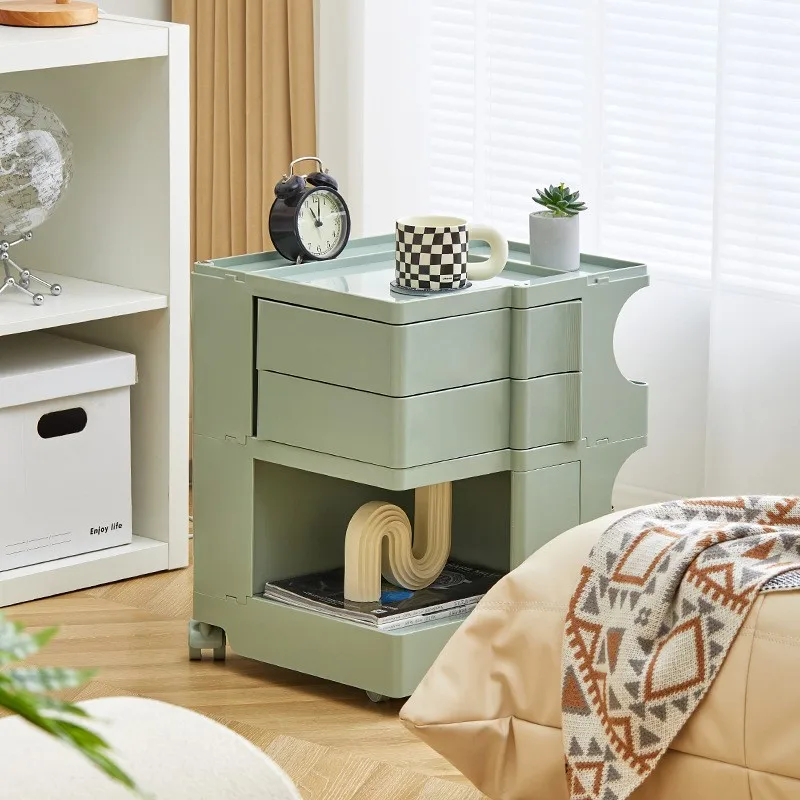 Plastic Storage Cabinet Fabric Drawers Cabinet Wooden Storage Cabinet Warming Poppy Rotating Cabinet Makeup Storage Bedside Table