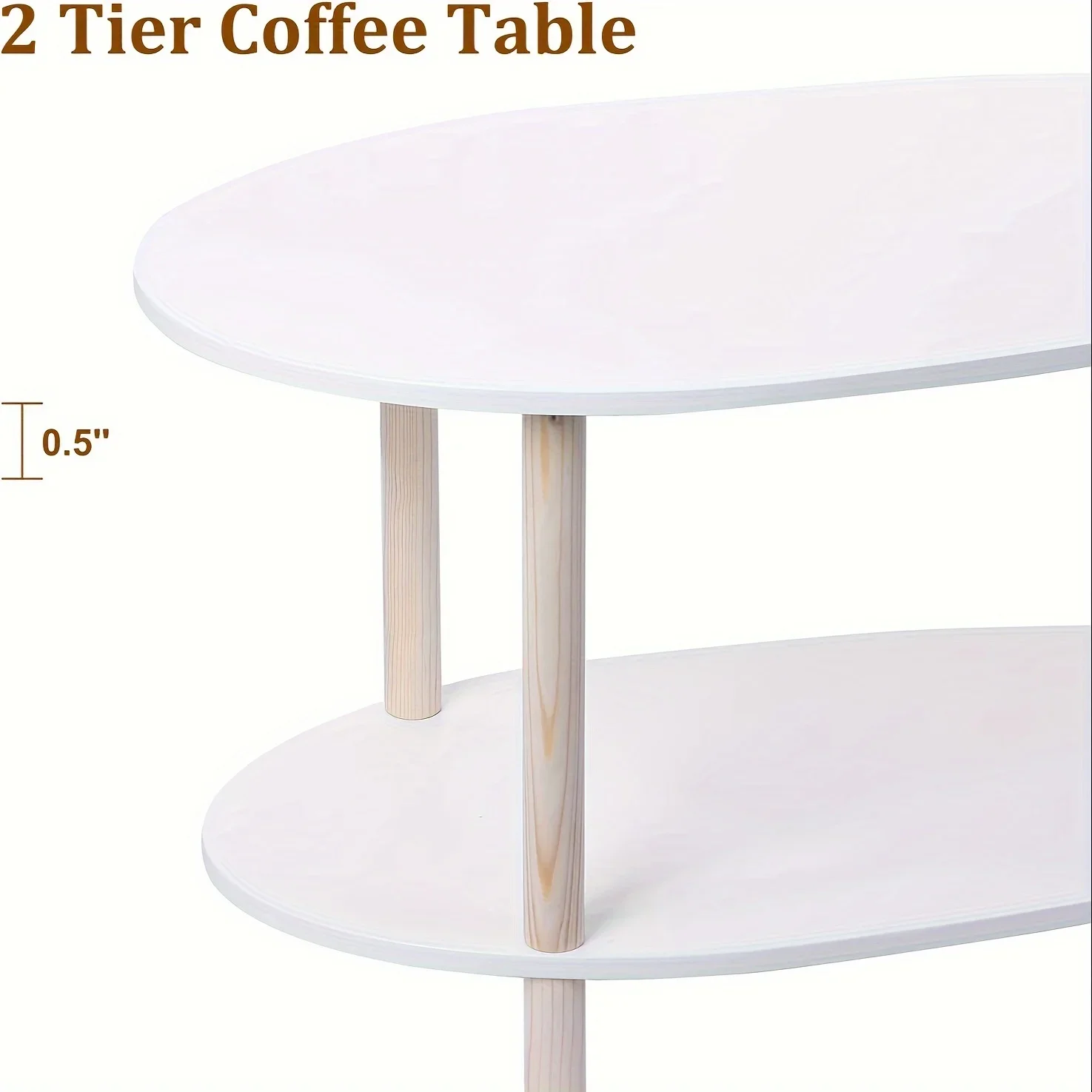 Oval Coffee Table, Small Wood Coffee Table For Living Room,