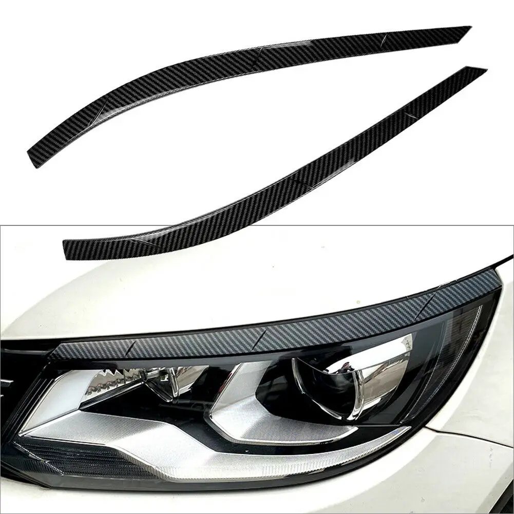 

2PCS Headlight Eyelids Cover Side Headlamp Eyebrows Trim Sticker For Volkswagen VW Tiguan MK1 2011-2016 Car Accessories