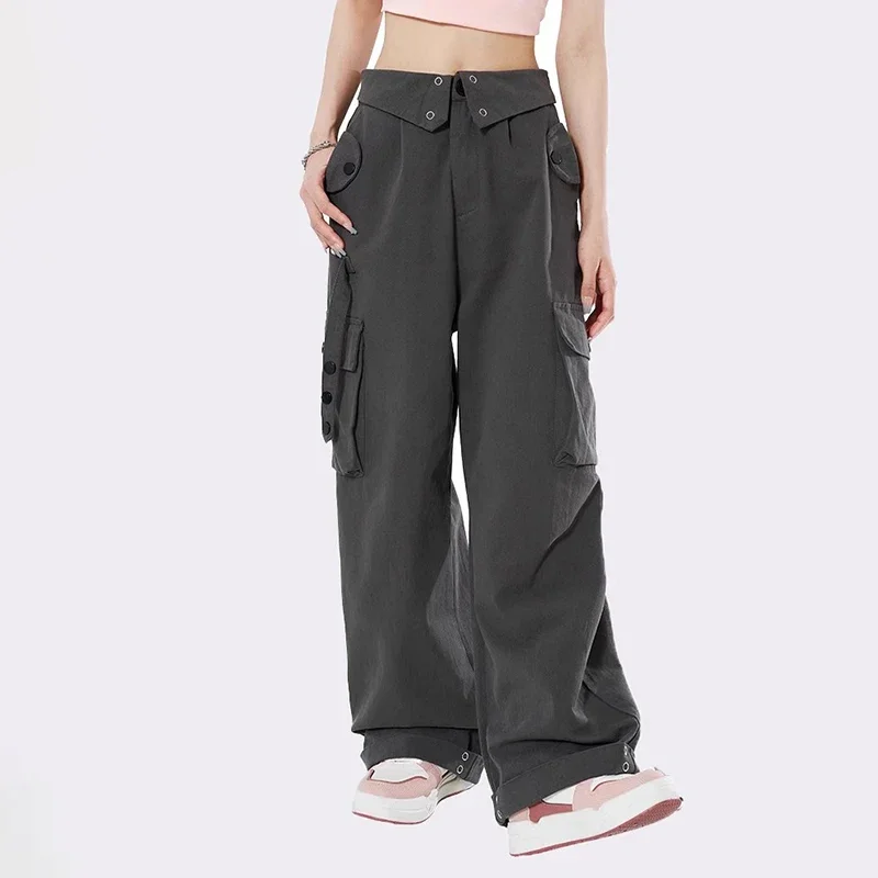 HOUZHOU Y2K Cargo Wide Leg Pants Women Oversize Trousers Female Loose Casual Korean Japanese Streetwear Hip Hop Women's Clothing