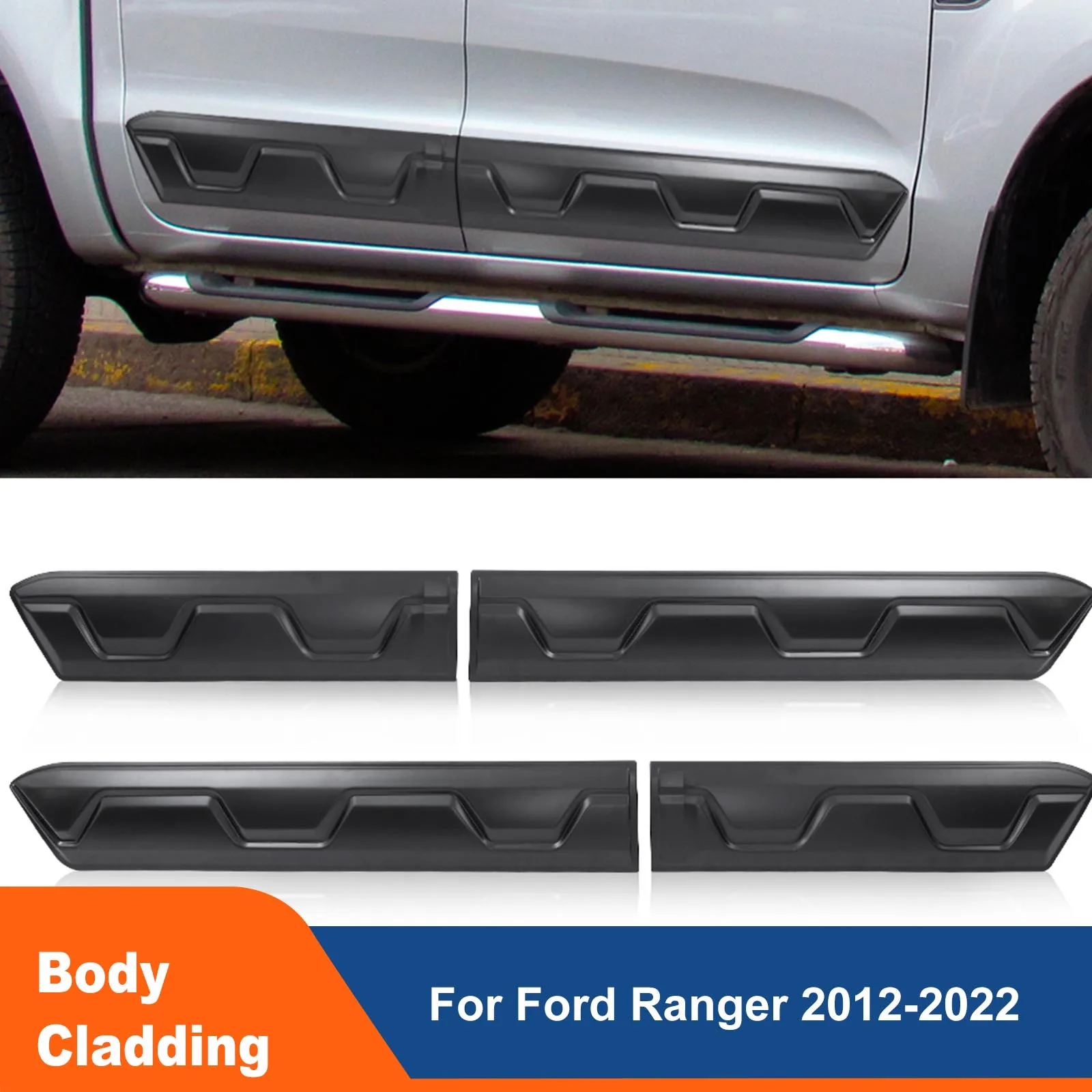 

Side Door Body Cladding Molding Trim Protector For Ford Ranger PX1 PX2 PX3 2012-2022 Wildtrak XLT XL T6 T7 T8 4 Door Accessories