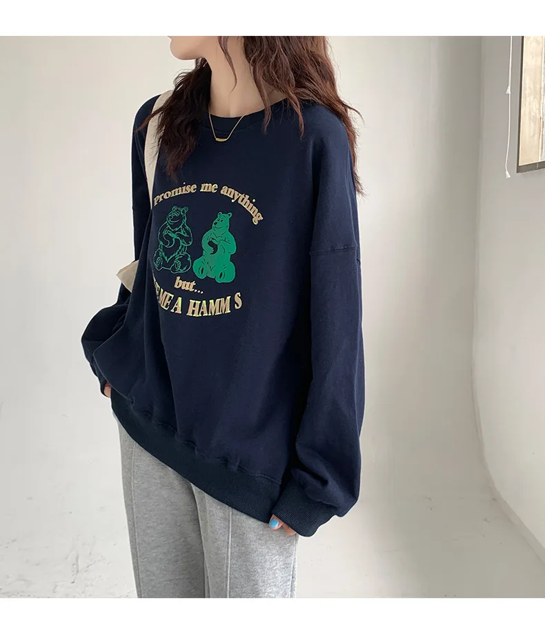 2022 Spring Autumn Sweatshirt Women New Fashion O-neck Thin Sweatshirt K-pop Long Sleeve Pullovers Loose Clothes