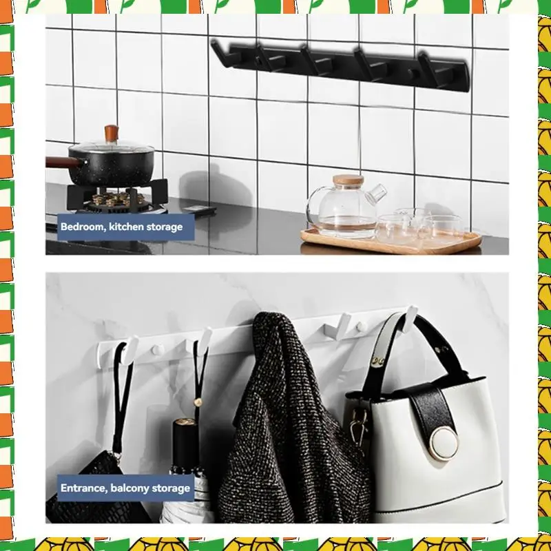 5 Hook Coat Hooks Aluminium Door Holder Towel Clothes Hats Bag Key Wall Hanging Hanger Black Bathroom Rack With Screws